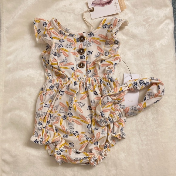 Jessica Simpson Floral Kids One Piece - Cream, Pink, Yellow, Blue - Picture 1 of 10